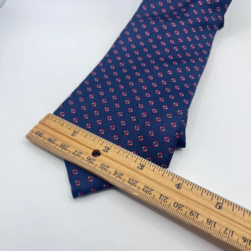 Christian Dior Tie Mens OS Navy Blue Excellent Silk Geometric Medallion Italy